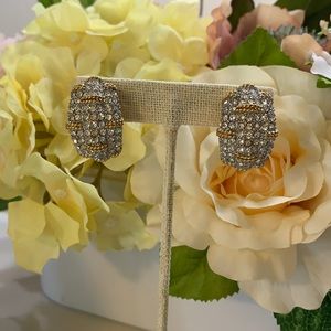 S.A.L Swarovski crystal gold tone clip earrings